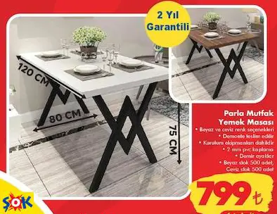 PARLA MUTFAK YEMEK MASASI